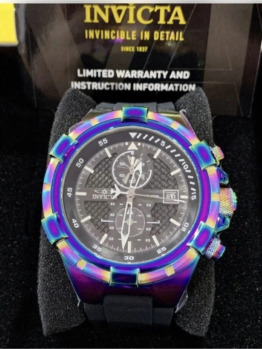 Invicta Men’s Watch - Iridescent Rainbow Case, Black Dial